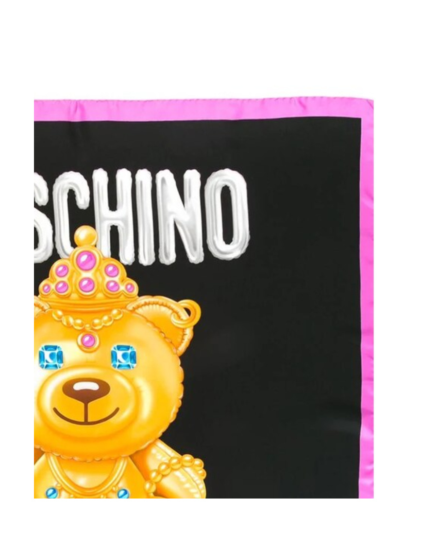 Shop Moschino Black Bear Printed Scarf