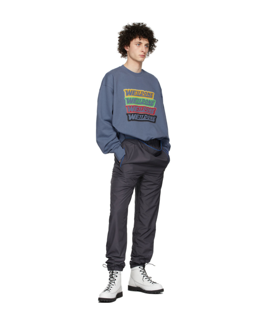 We11 Done Logo-print Cotton Sweatshirt In Blue