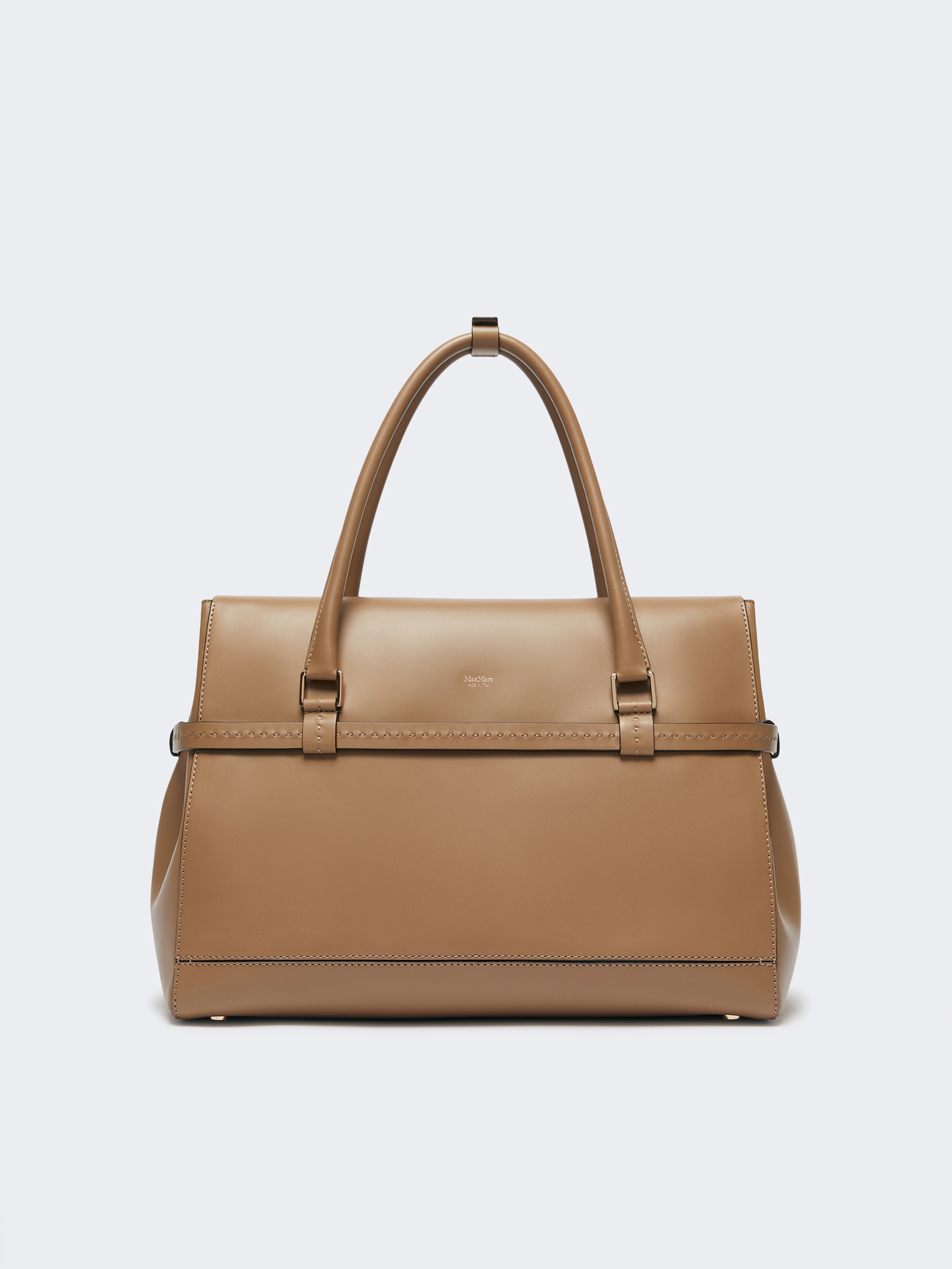 Max Mara Twist-lock Fastening Leather Tote Bag In Brown