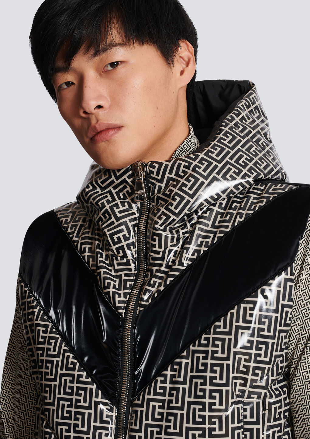 Balmain Monogram-print Puffer Gilet In Black