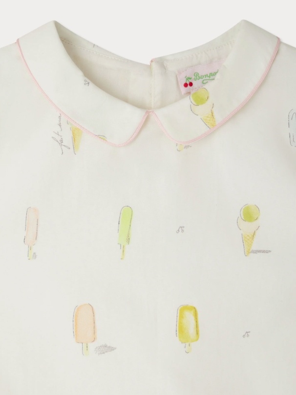 Bonpoint Blouse With Ice-cream Motifs In White