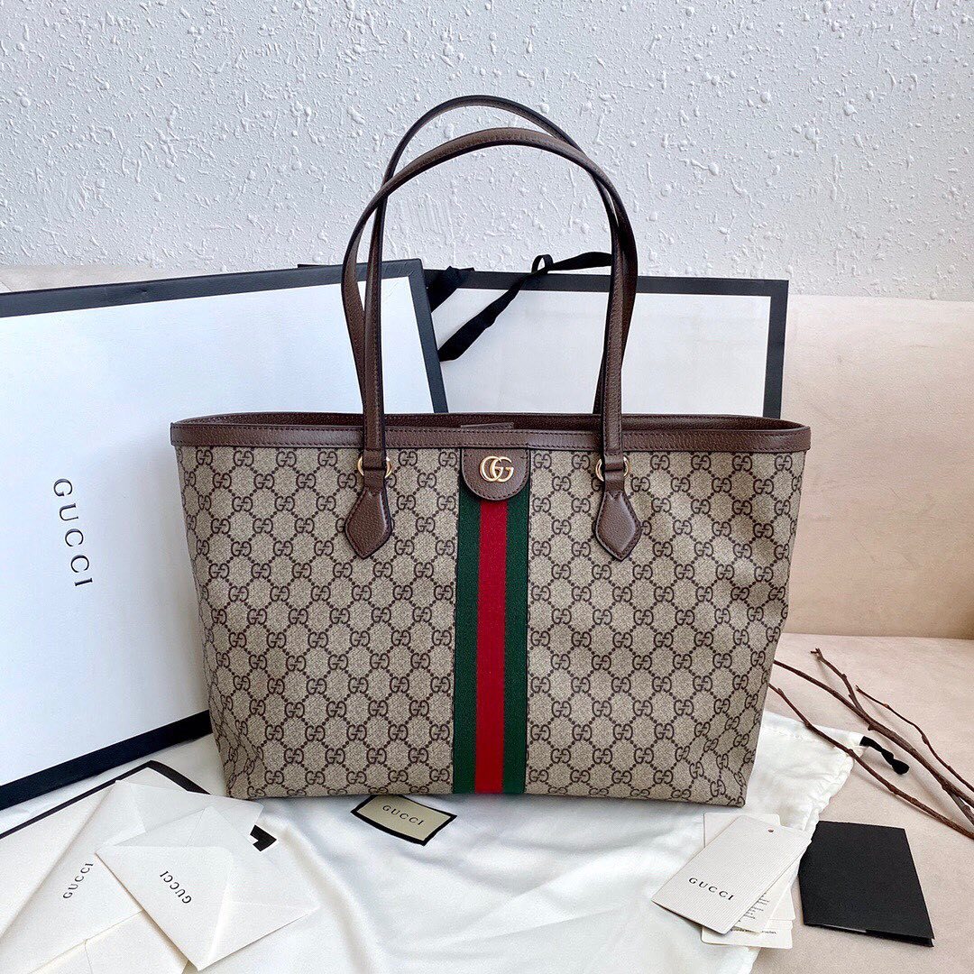 Gucci Women Ophidia Gg Medium Tote Bag In Brown