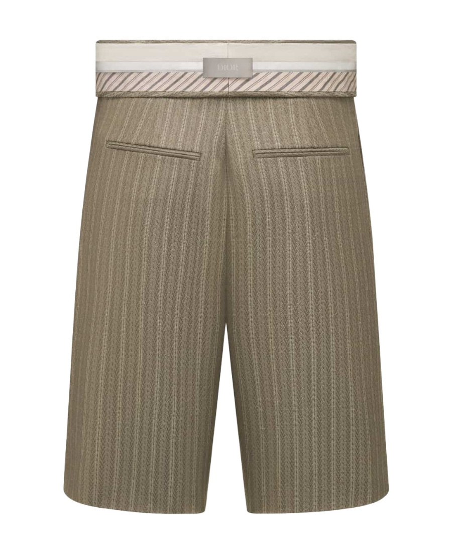 Dior Fold Belt Bermuda Shorts In Gray