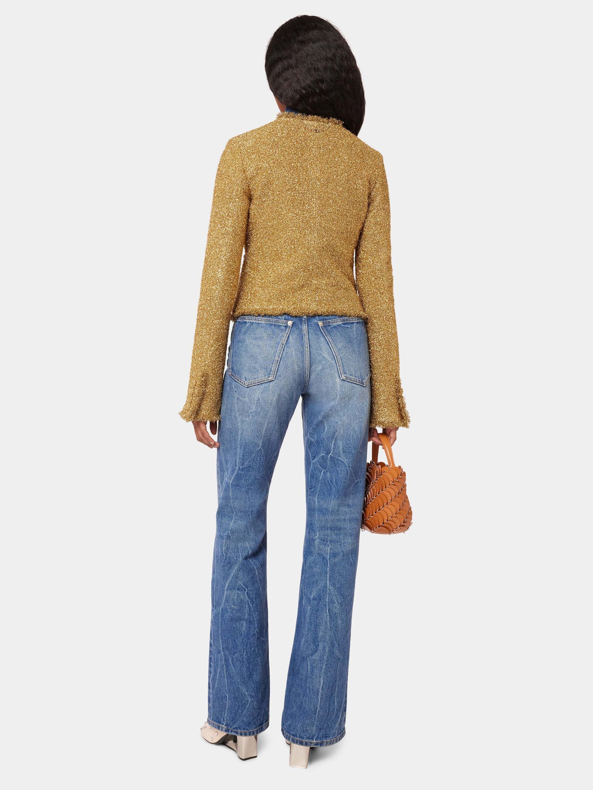 Rabanne Glitter Button Up Cardigan In Brown
