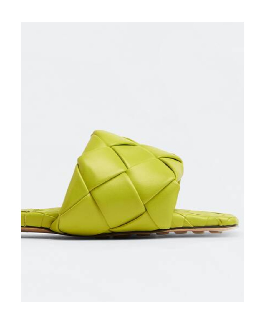 Bottega Veneta Green Intreccio Lido Flat Sandals In Green