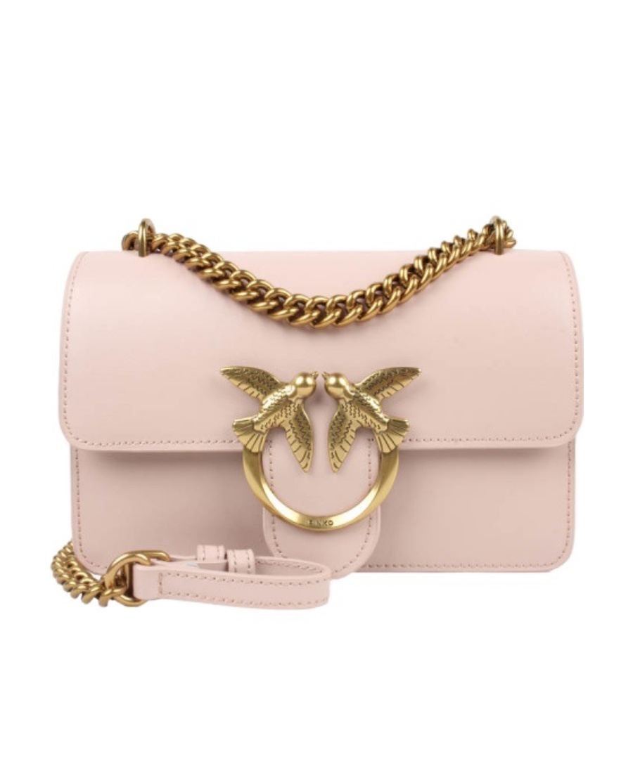 Pinko Love One Chain-linked Mini Shoulder Bag In Nude