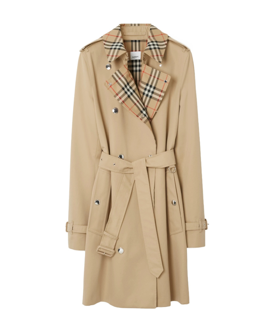 Shop Burberry Vintage Check-trim Trench Coat In Nude