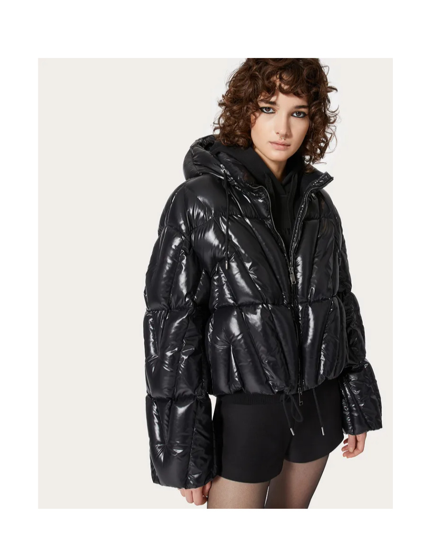 Valentino High-shine Padded Jacket In Black