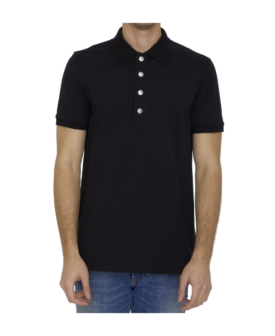 Shop Balmain Embossed-buttons Polo Shirt In Black
