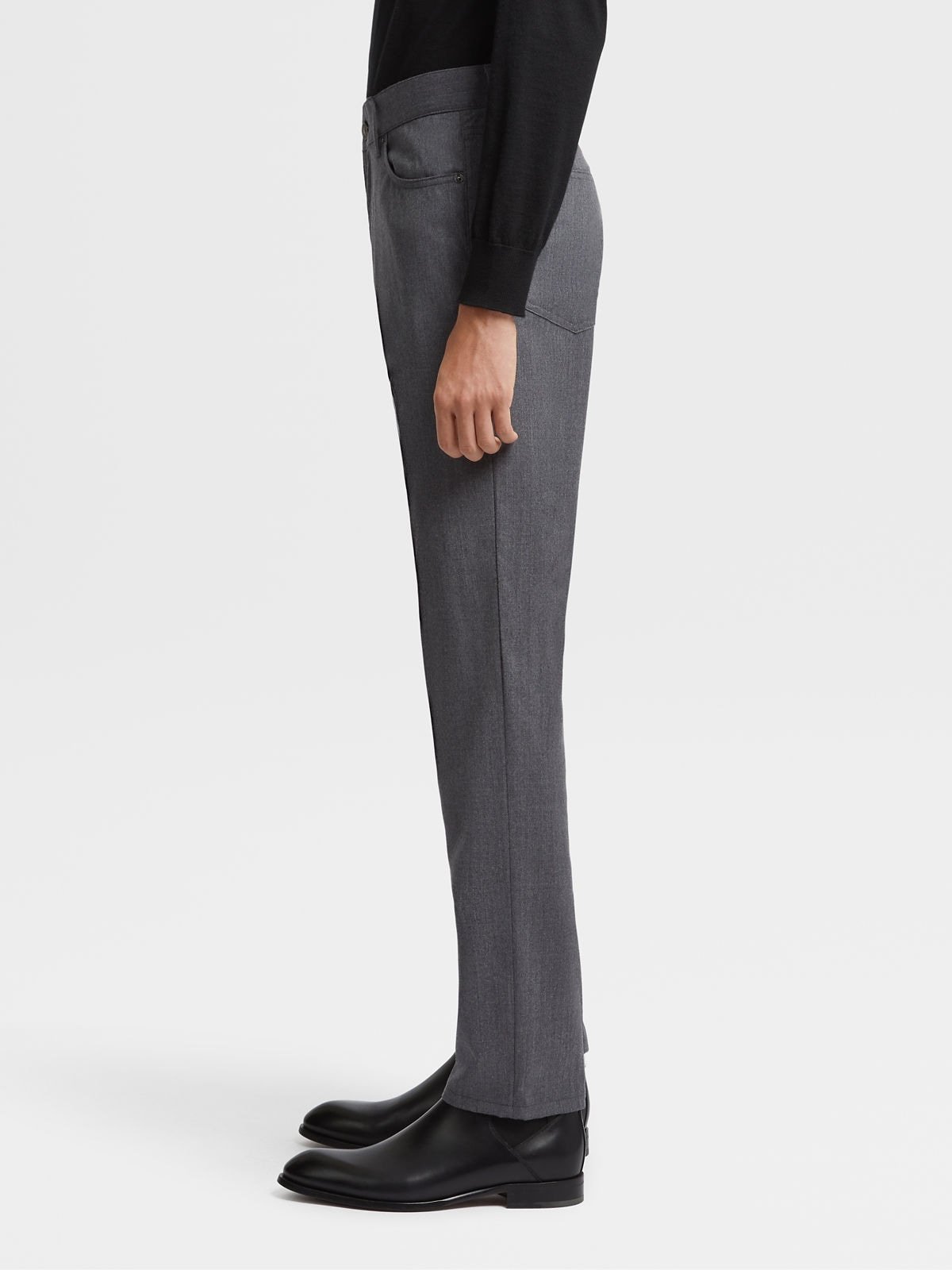 Zegna Roccia Stonewashed Wool Trousers In Gray