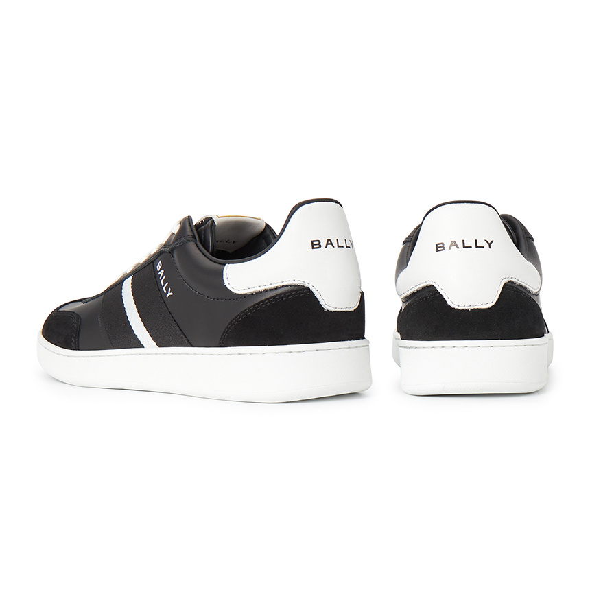 Bally Roget Leather Sneakers Contrast Sole In Black