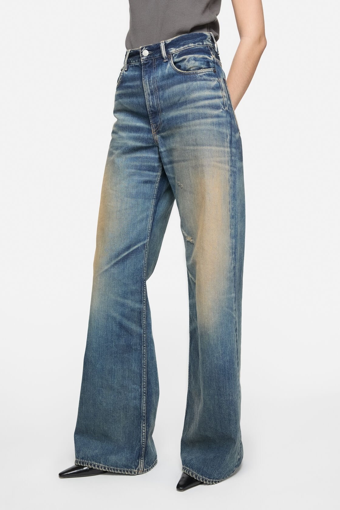 Acne Studios Womens Dark Blue 2023 Wide-leg Denim Jeans In Blue