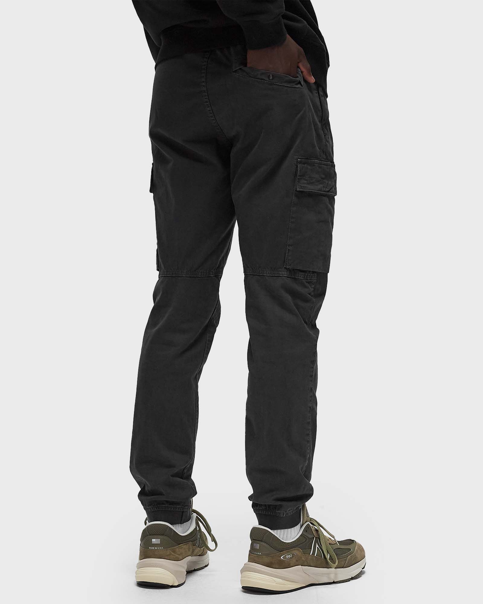 Stone Island Tapered Garment-dyed Cotton-blend Cargo Trousers In Black