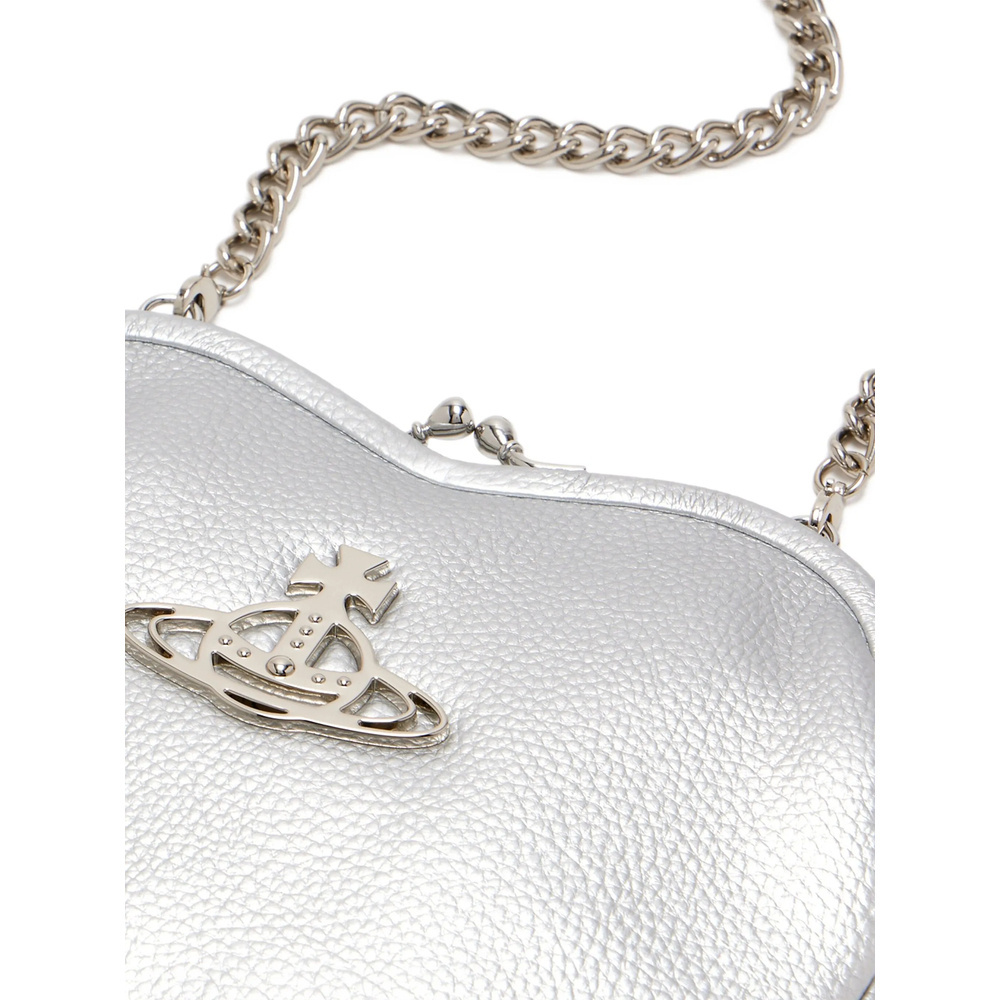 Vivienne Westwood Heart-shaped Orb Shoulder Bag In Silver