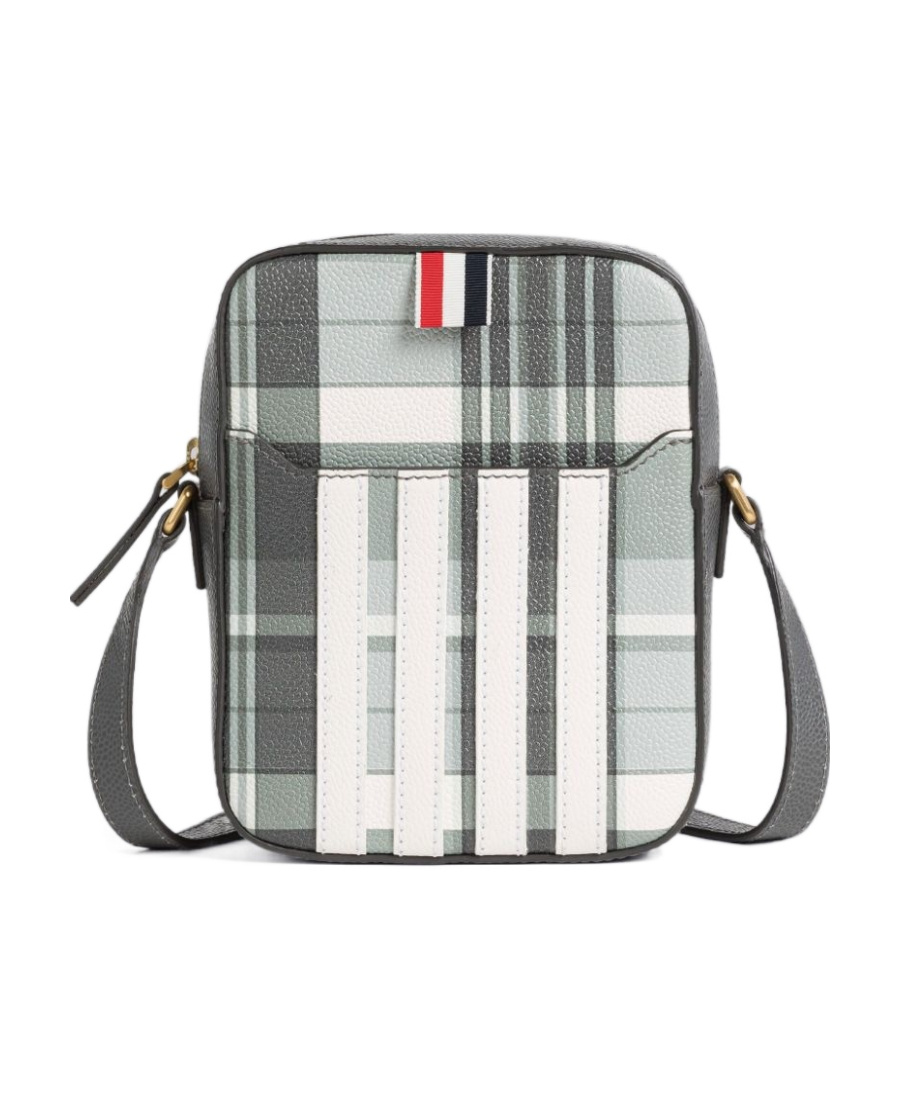 Thom Browne Check-print Messenger Bag In White