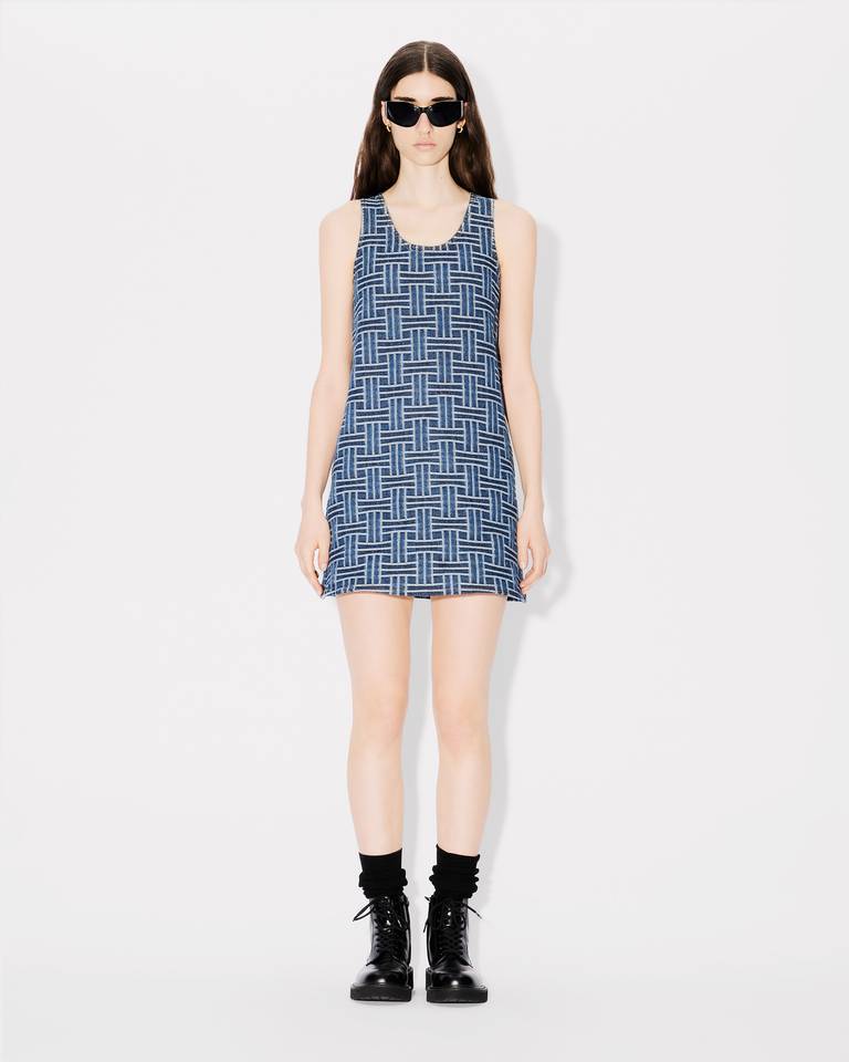 Kenzo Denim Weave Dress In Blue
