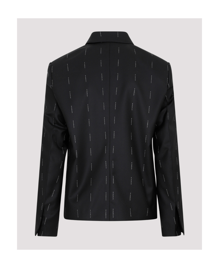 Givenchy Wool Blazer With All-over Logo Print In Black