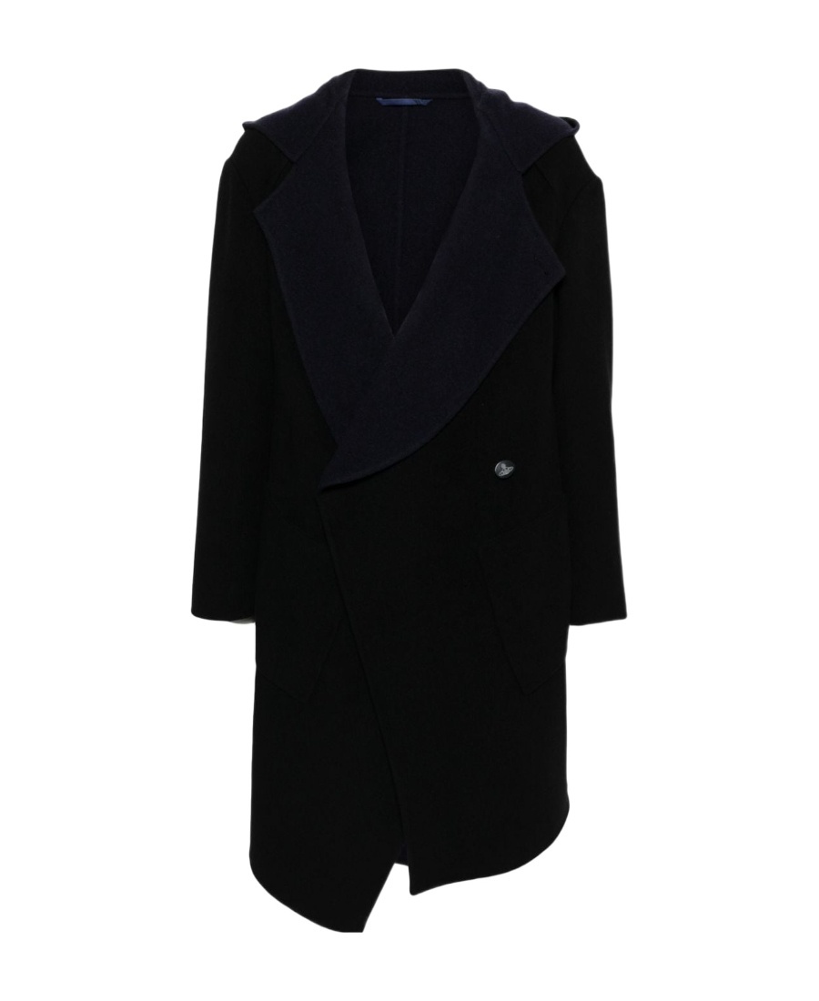 Vivienne Westwood Orb-appliqué Asymmetric Coat In Black