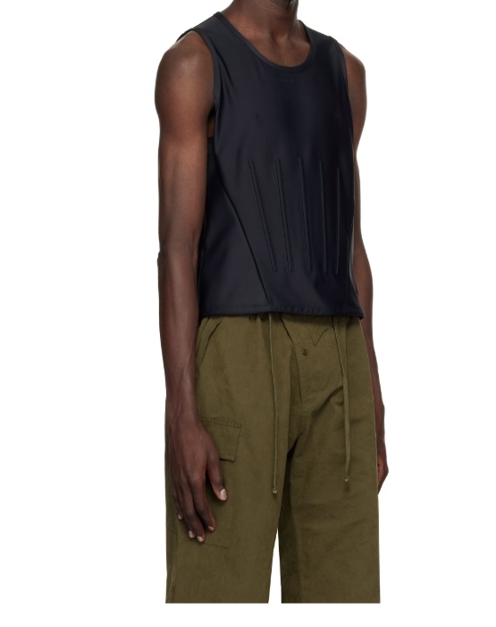 Mugler Round Neck Sleeveless Vest In Black