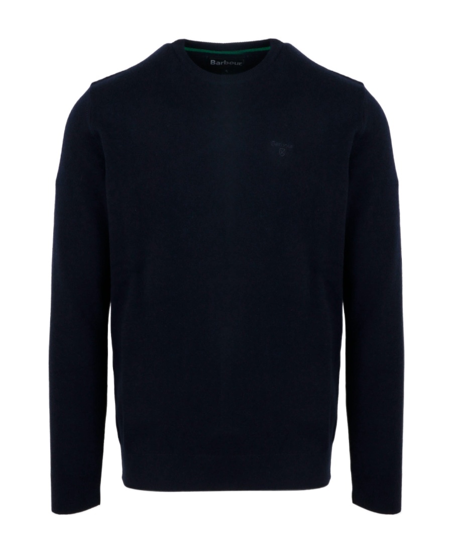 Barbour Logo Embroidered Crewneck Knitted Jumper In Black