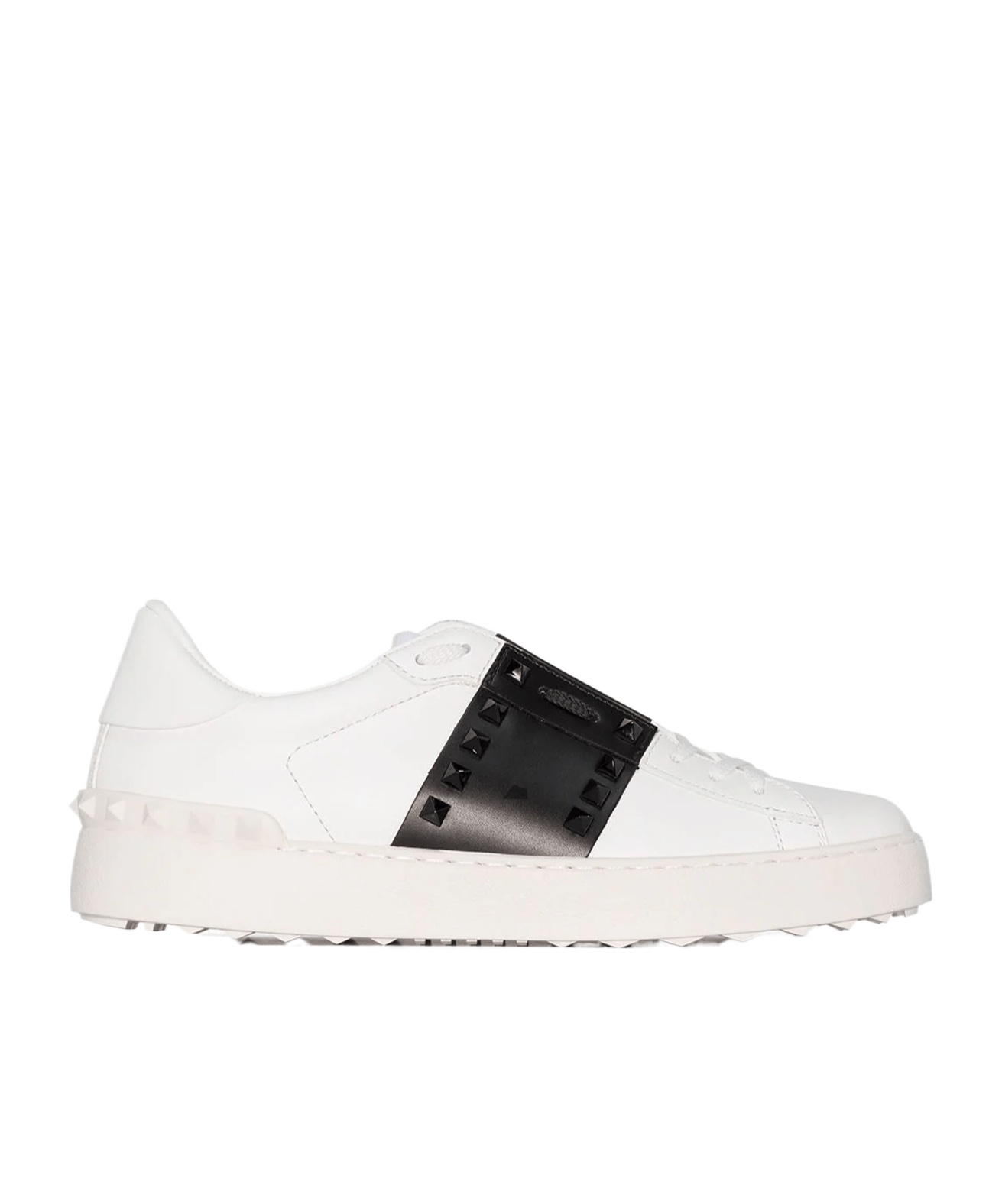 Valentino Calfskin Sneakers With Contrasting Bands And Rubber Studs In Multi