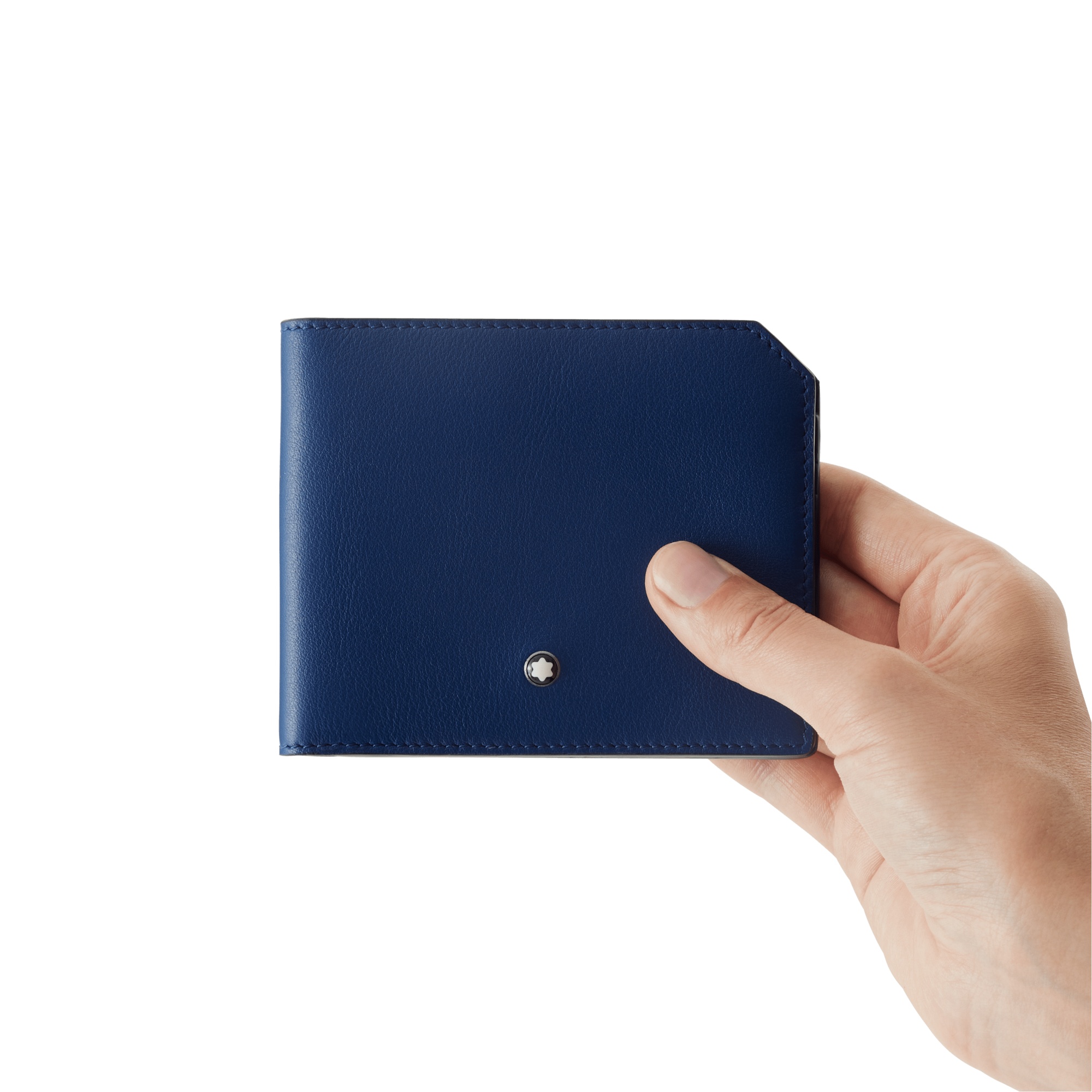 Montblanc Bi-fold Leather Wallet In Blue