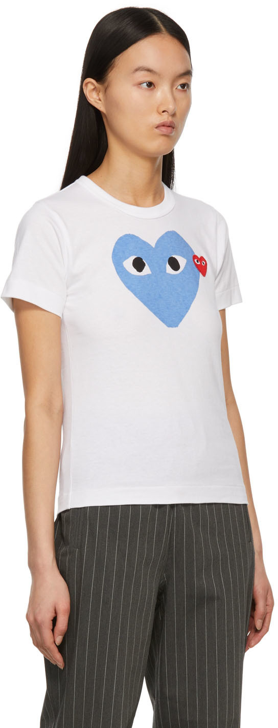 Shop Comme Des Garçons Play Printed T-shirt With Round Collar Pattern In White