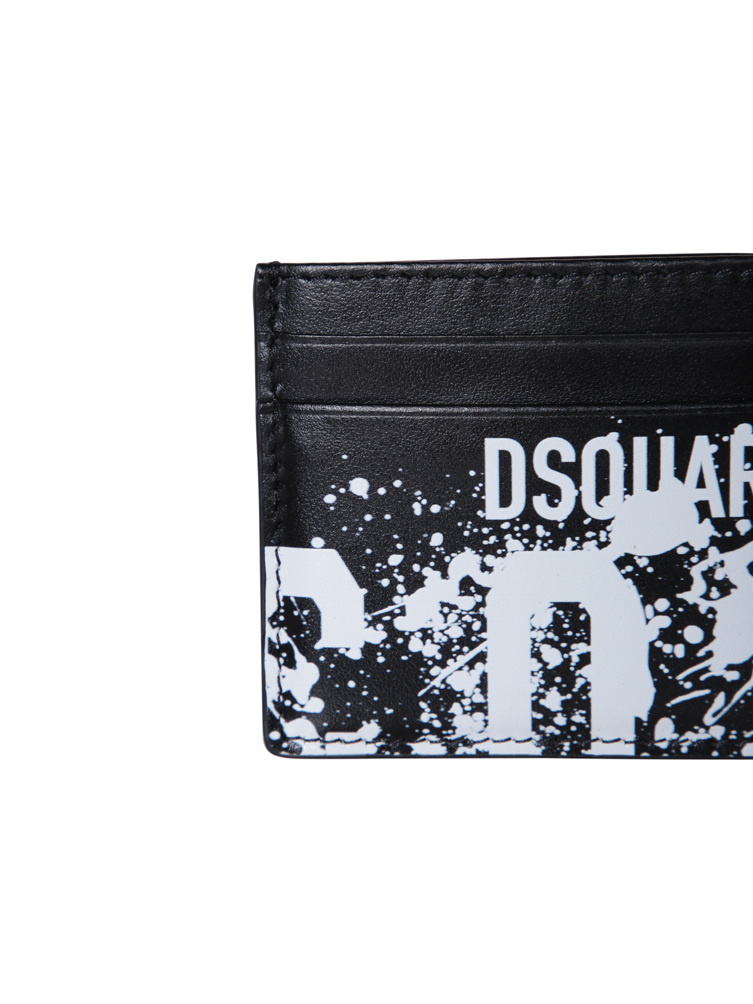Dsquared2 Logo-print Leather Cardholder In Black