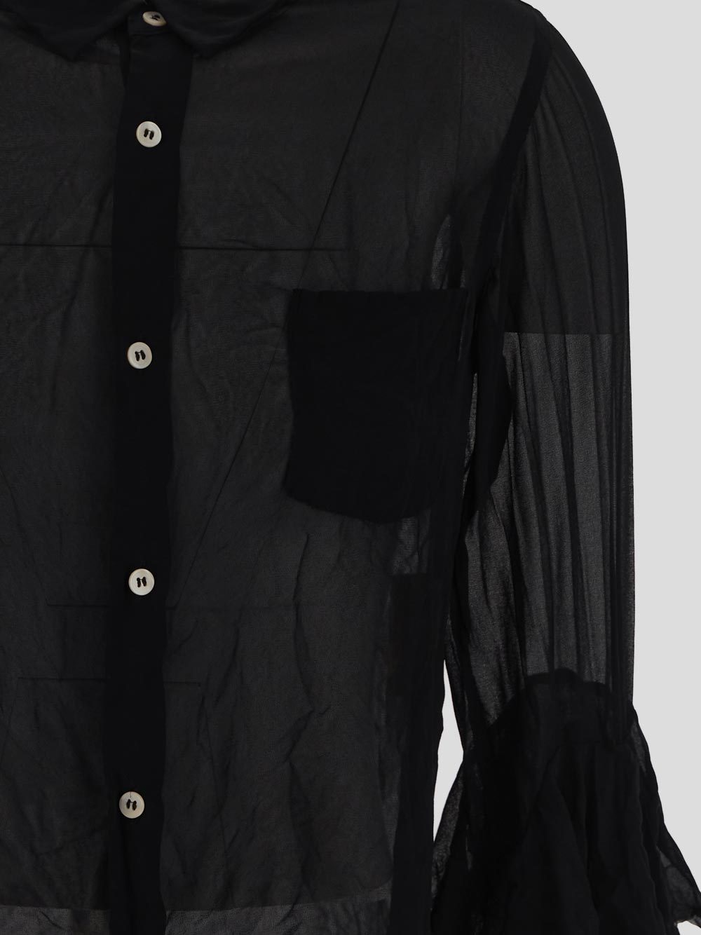 COMME DES GARÇONS RUFFLE-DETAILED SEMI-SHEER SHIRT