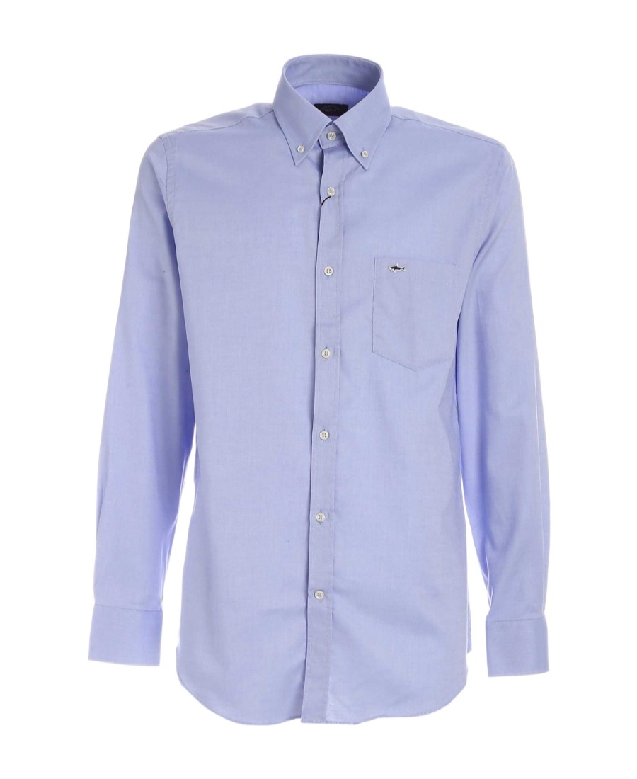 Shop Paul & Shark Long-sleeved Patch Pocket Shirt In Blue