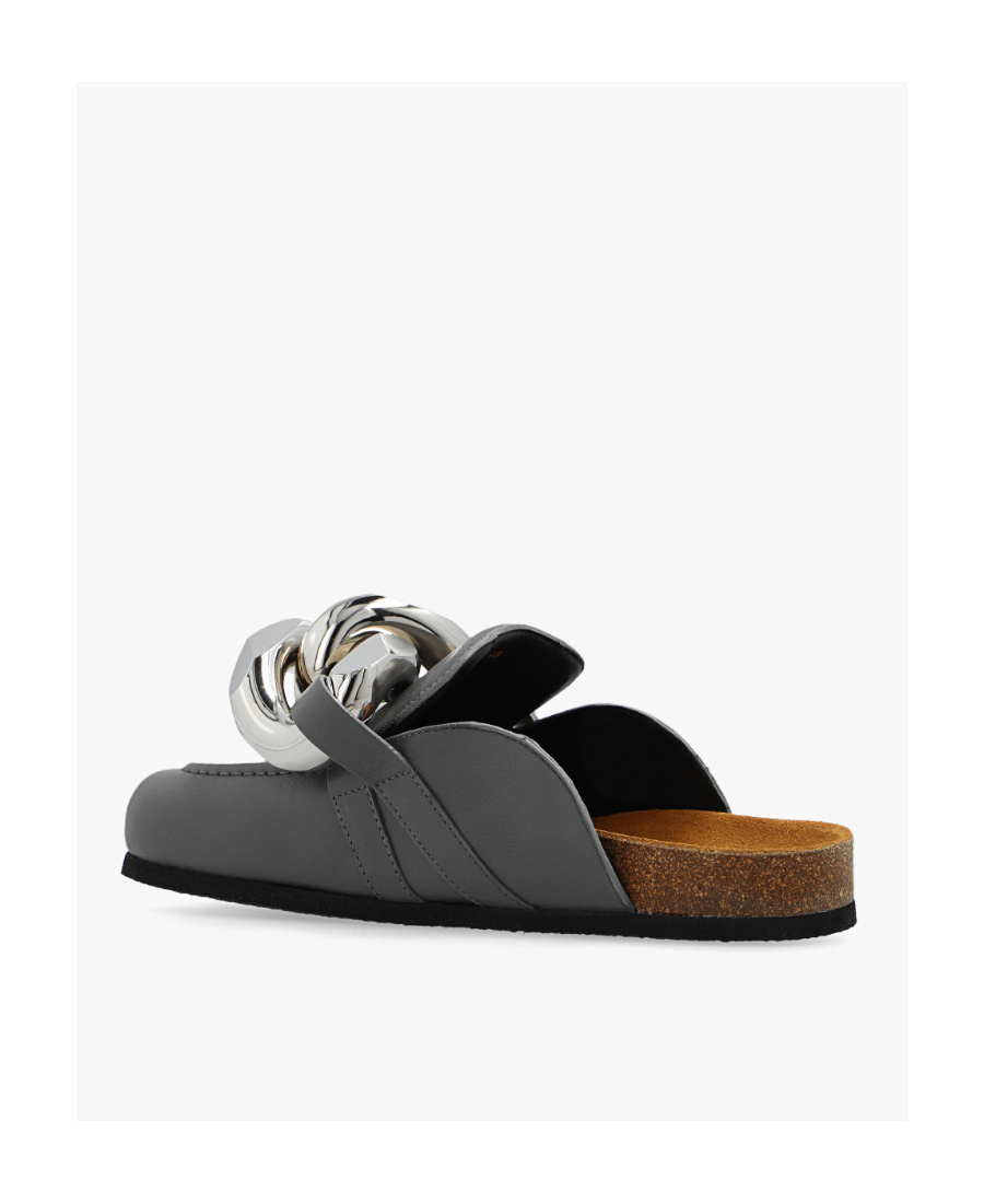 Jw Anderson Chain Loafer Leather Mules In Black