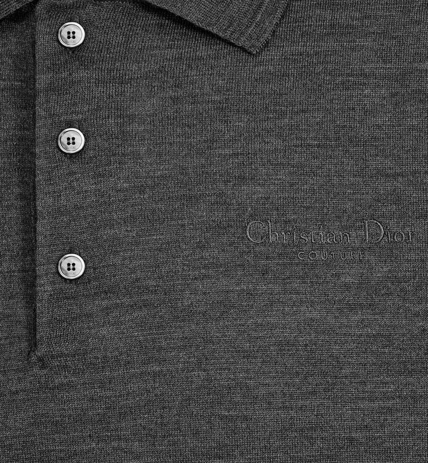Dior Short-sleeved Wool Polo Shirt In Black