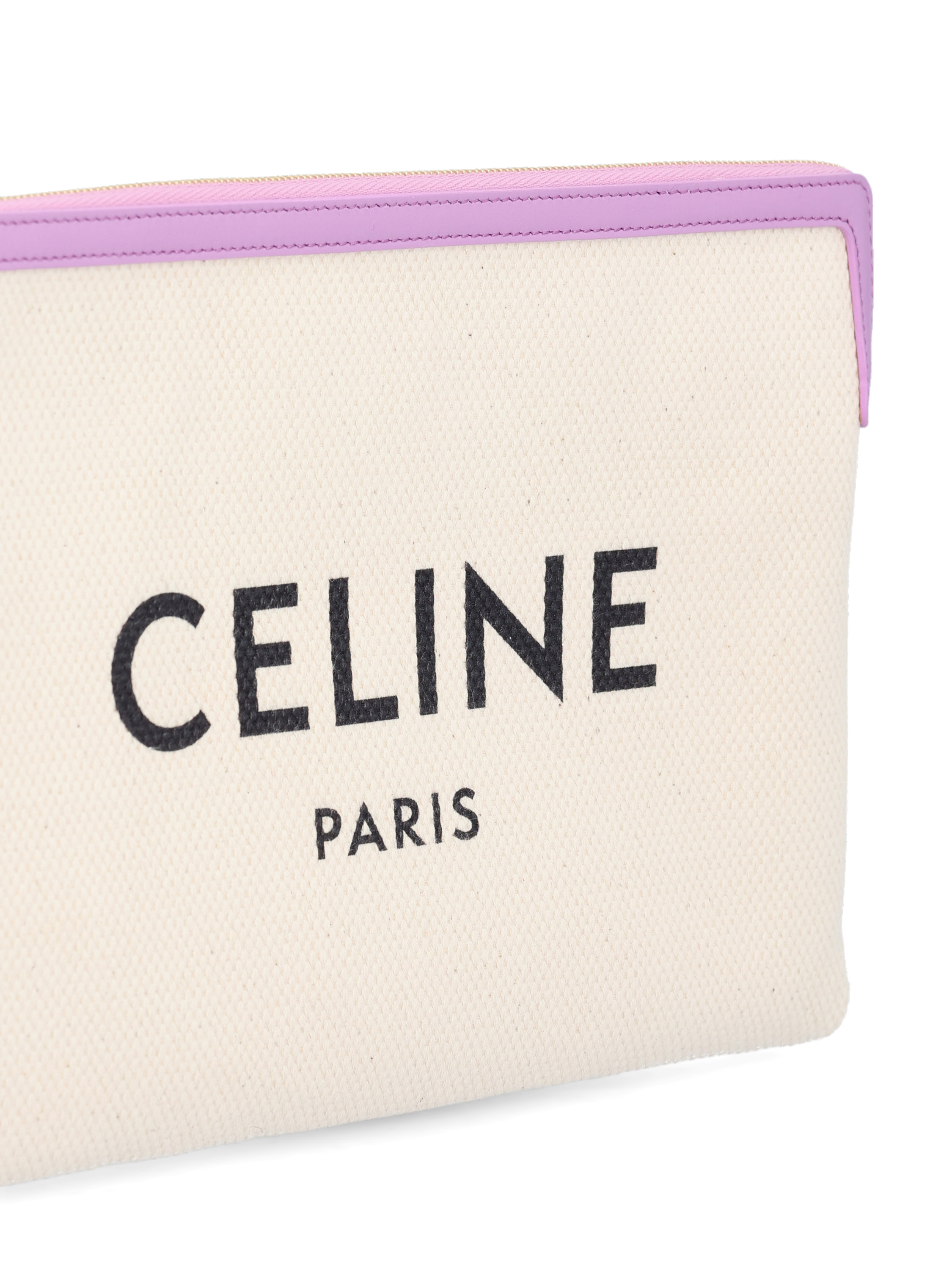 Celine Fabric And Cowhide Lace Handbag In Nude