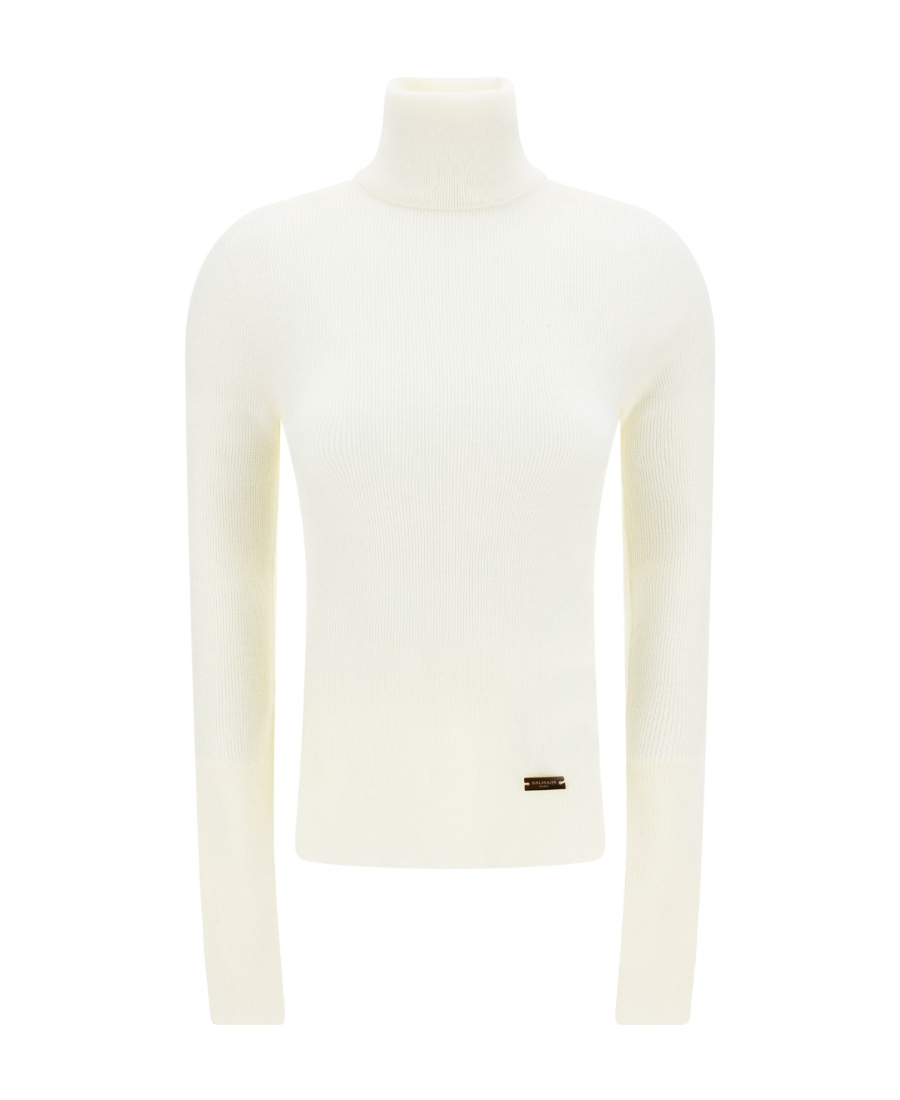Balmain Roll-neck Merino-wool Jumper In White