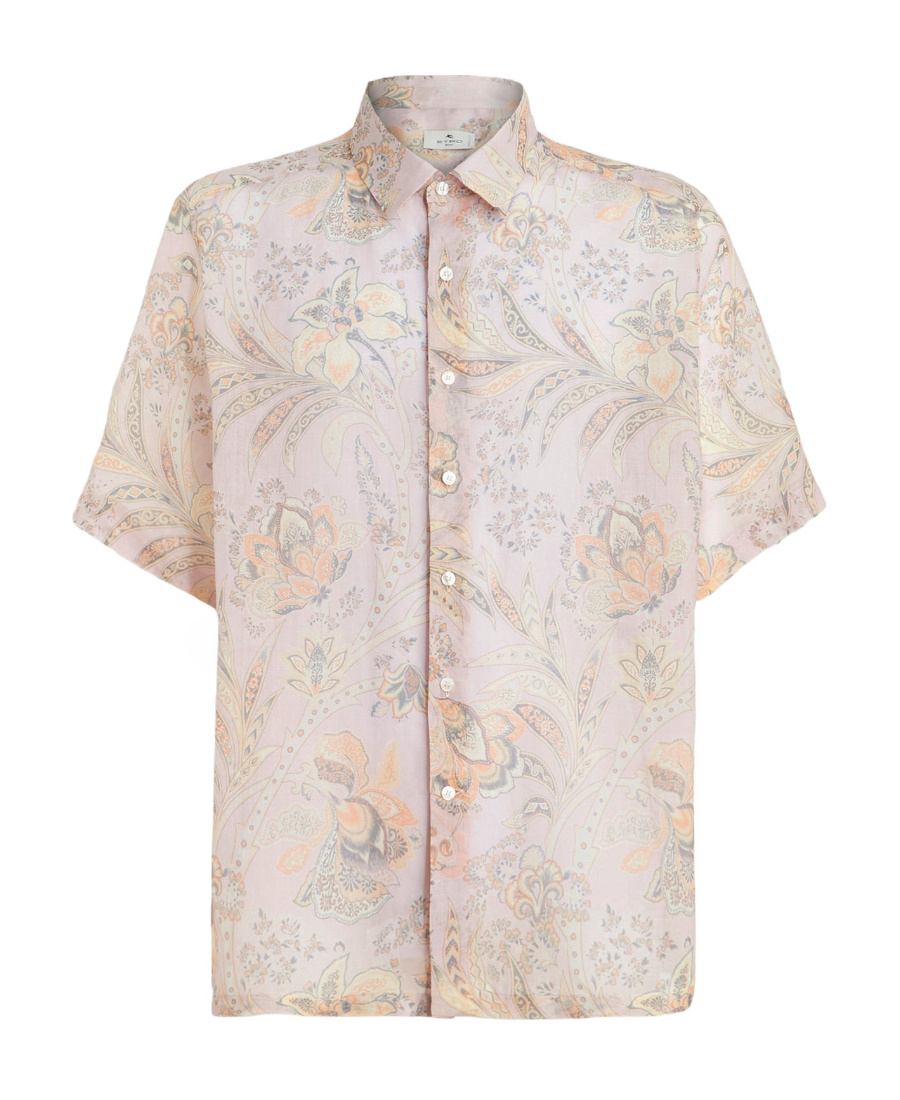 Etro Floral-print Short-sleeved Shirt In White