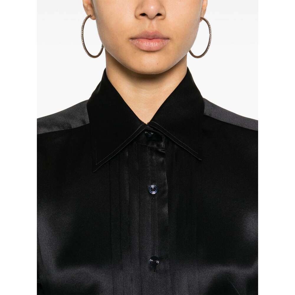 Tom Ford Camicia In Seta Con Dettaglio Plissettato In Black