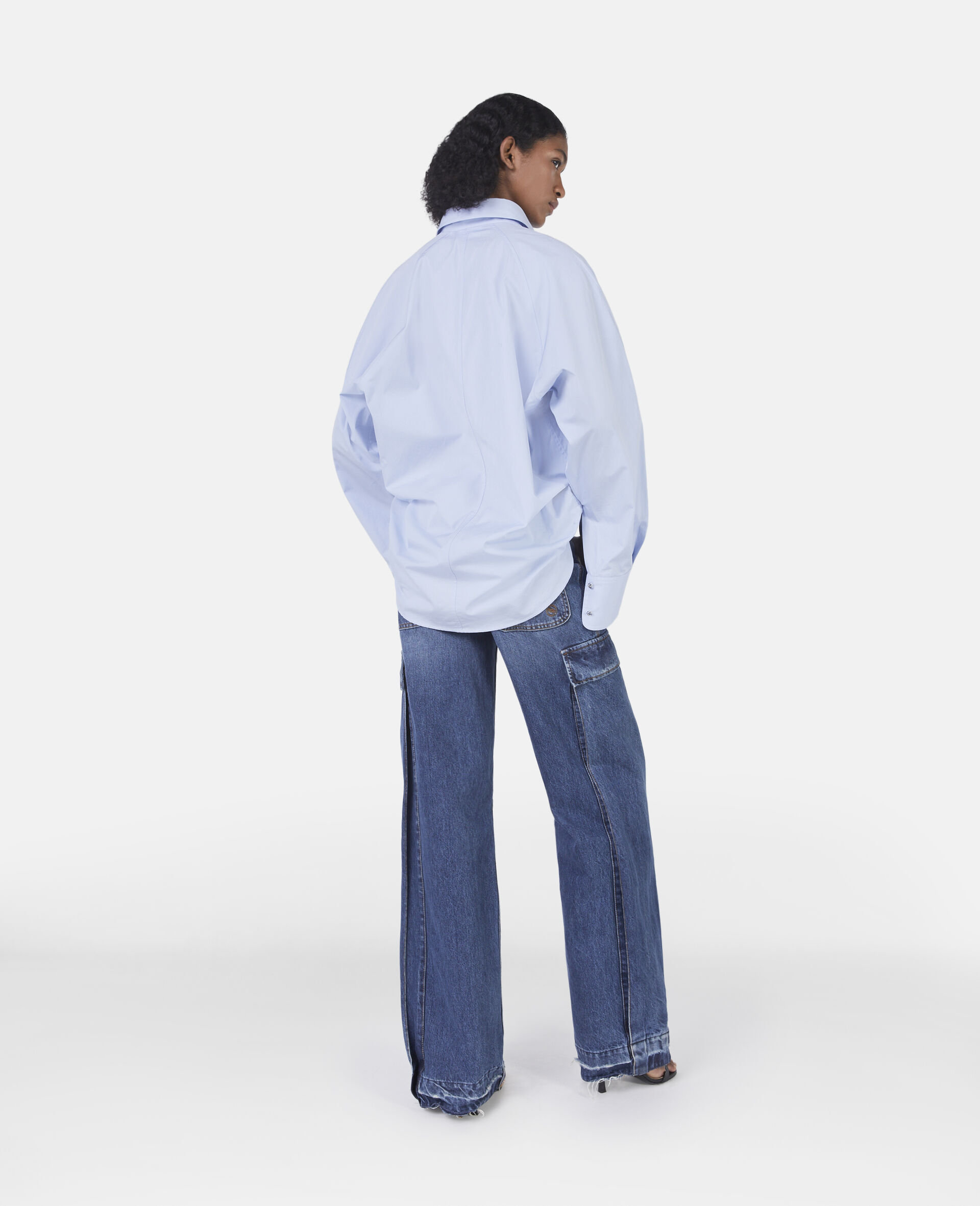 Stella Mccartney Oversized Long-sleeve Cotton Shirt In Blue