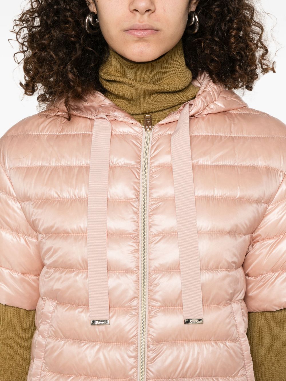 Herno Women Nylon Short Down Jacket In Pink