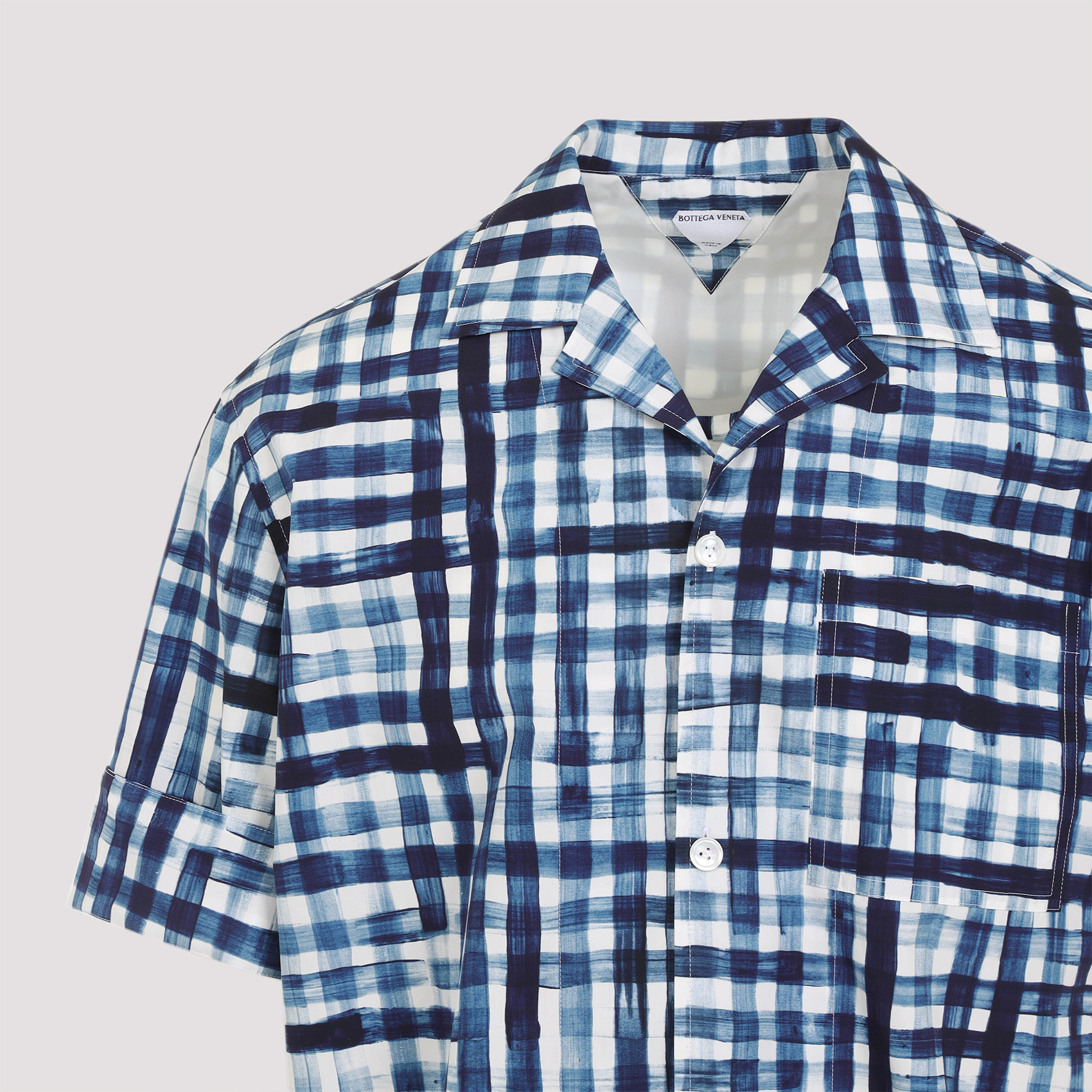 Bottega Veneta Printed Check Bowling Shirt In Blue