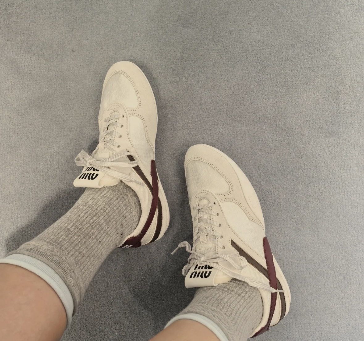 Miu Miu Round Toe Sneakers In Gray