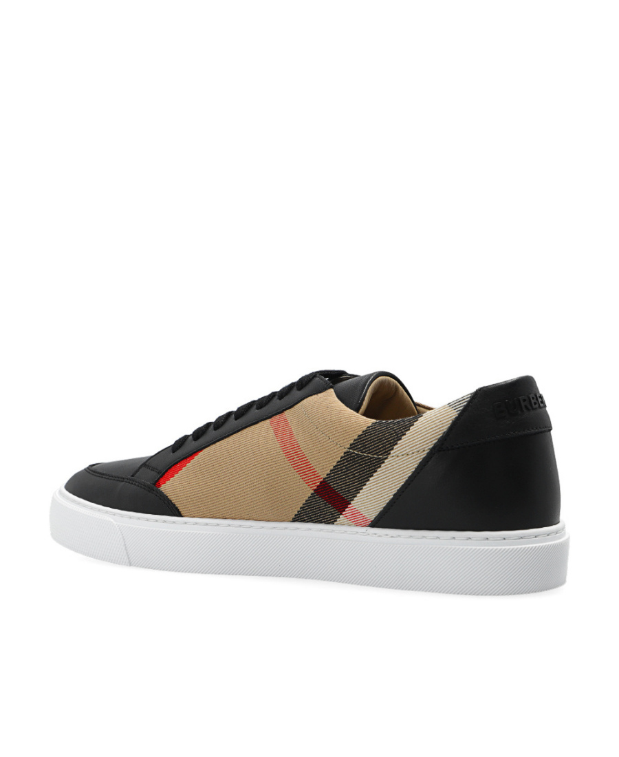 Burberry Check Leather Sneakers In Neutral