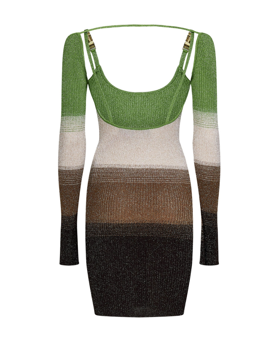 Gcds Knitted Striped Mini Dress In Multicolor
