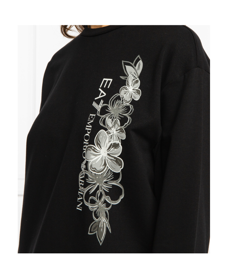 EA7 FLORAL-PRINT COTTON SWEATSHIRT 