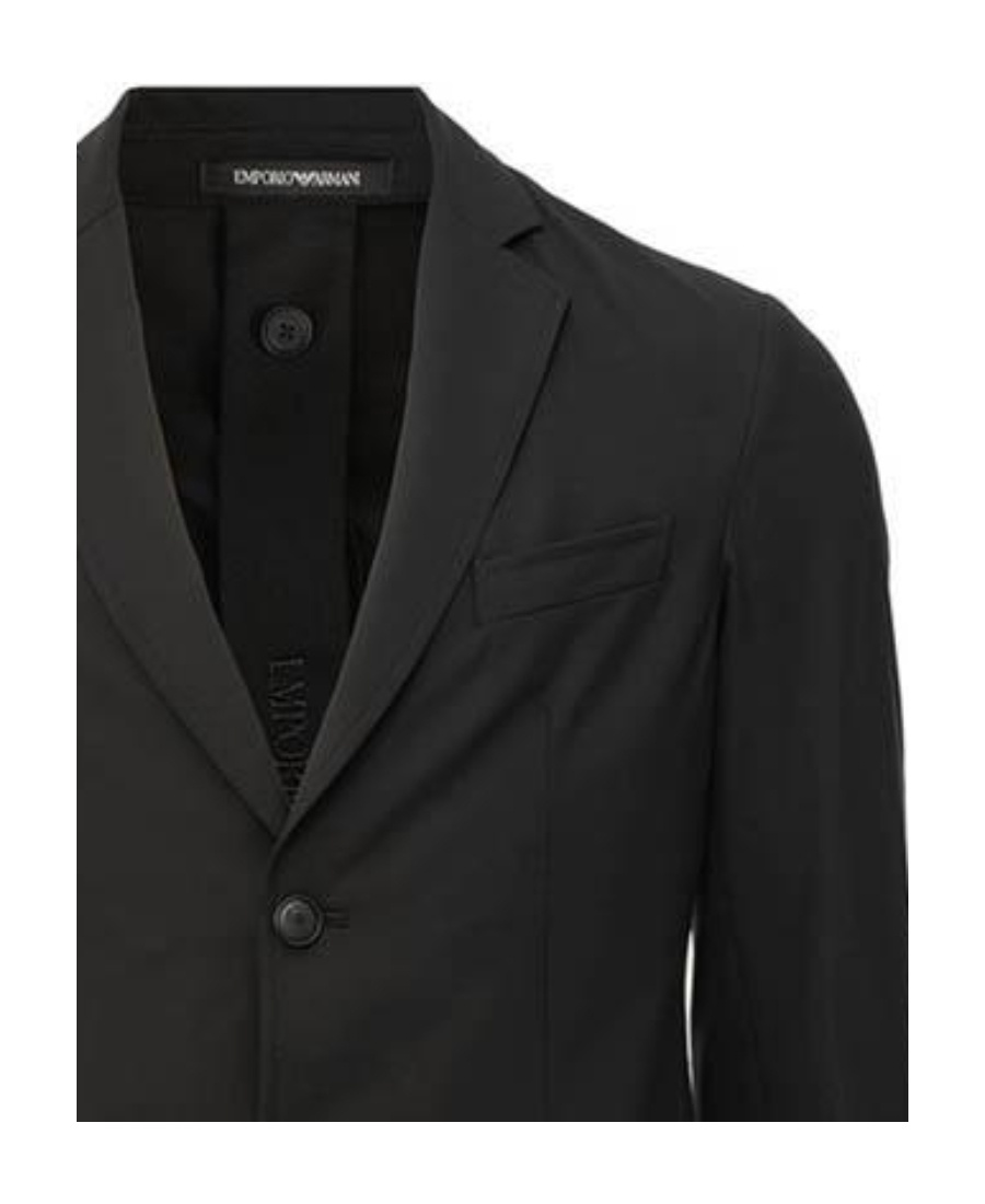 Emporio Armani Lapel Long-sleeved Suit Jacket In Black