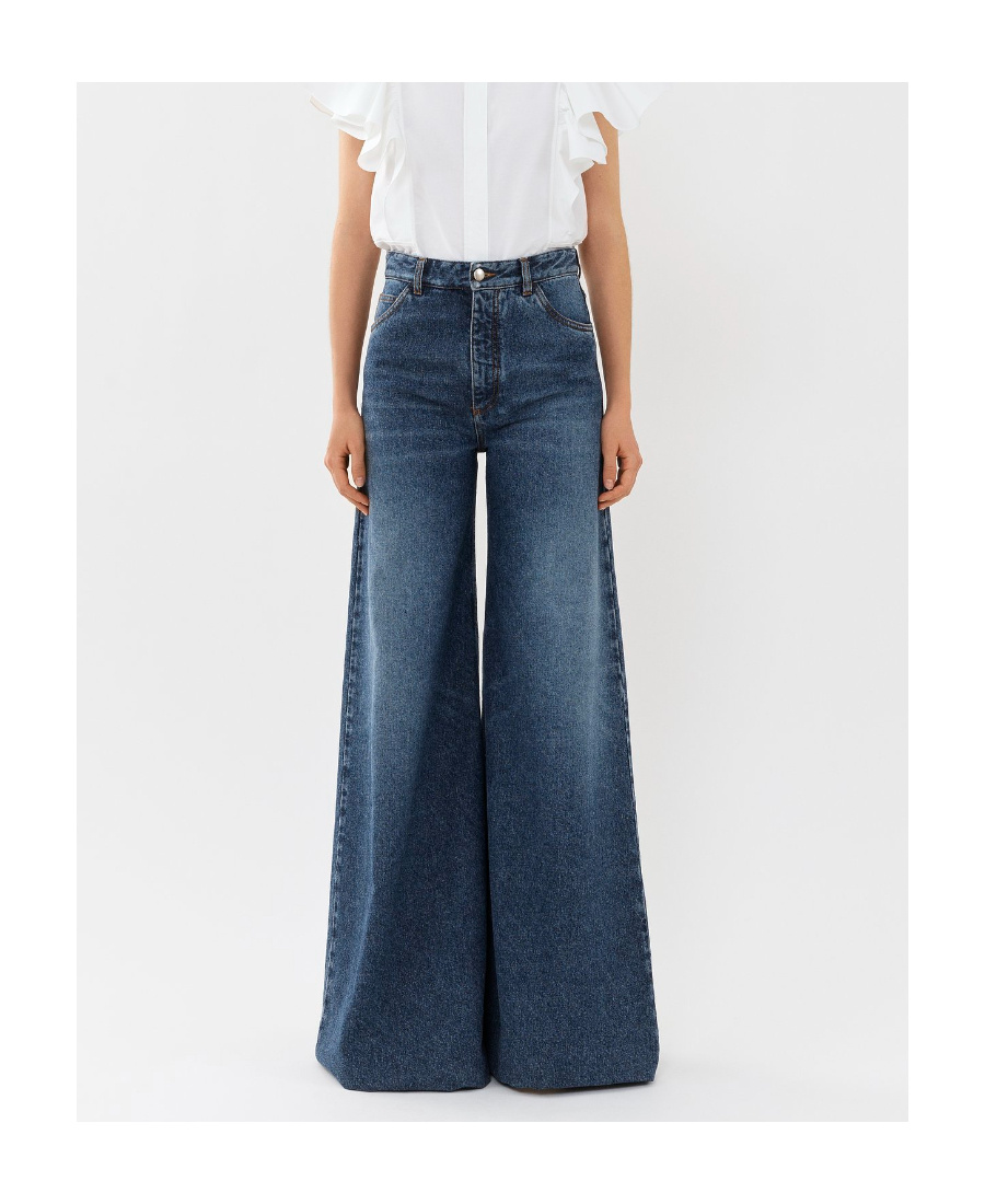 Chloé Chloe' Wide Leg Denim Jeans In Black