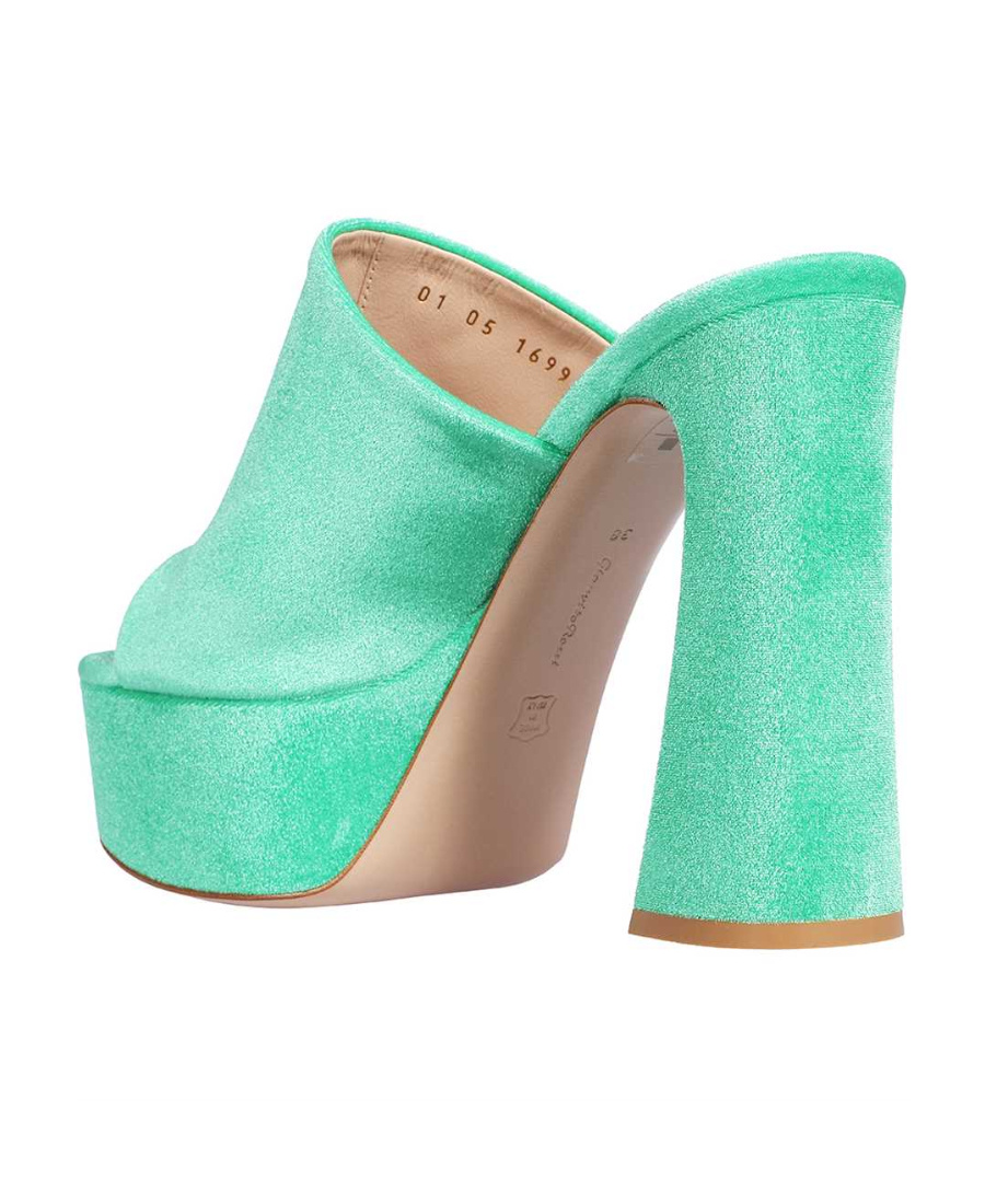 Gianvito Rossi Woman Sandals Green Size 10 Textile Fibers In Green