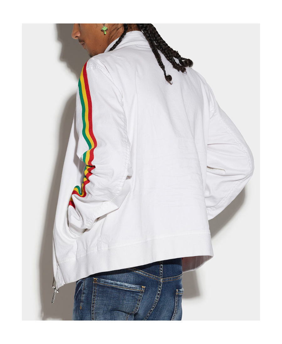 Shop Dsquared2 Stripe-detail Cotton Jacket In White