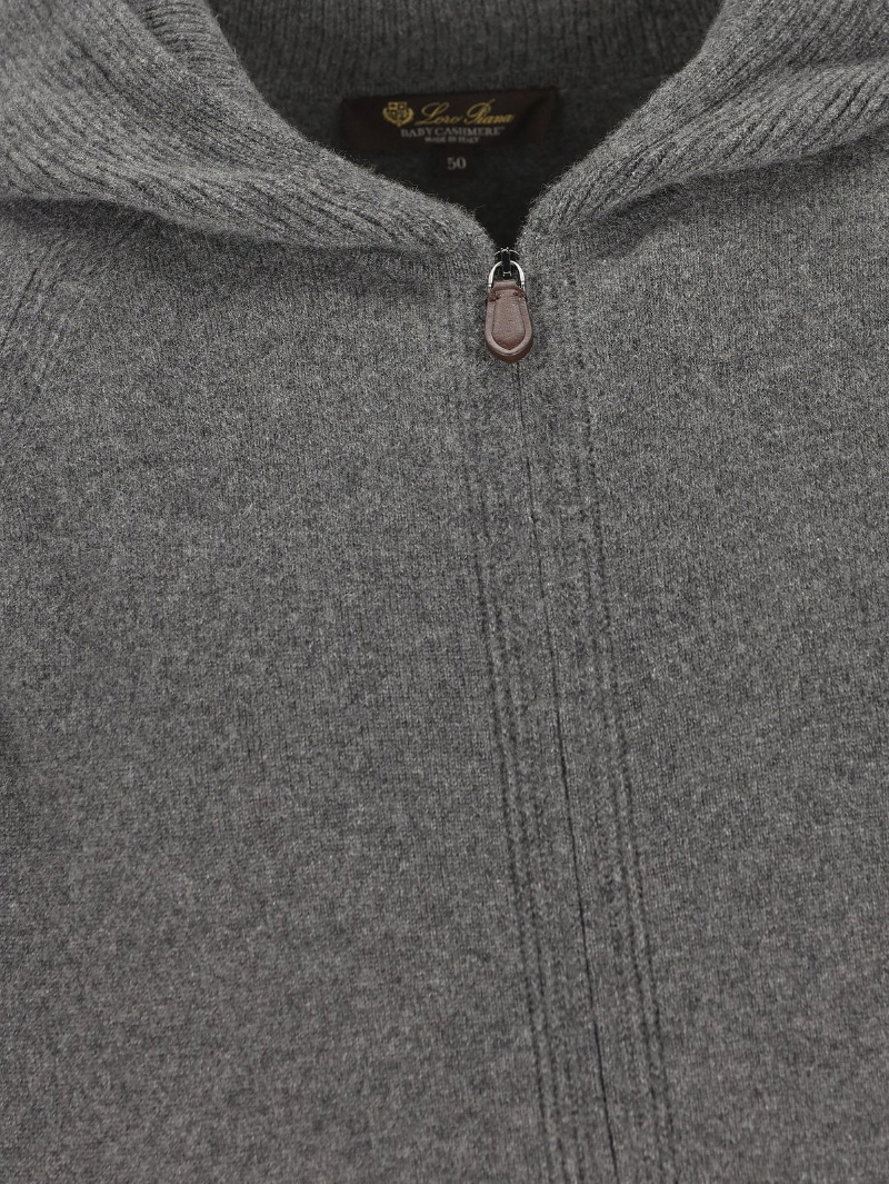 Loro Piana Zip-up Hooded Coat In Gray