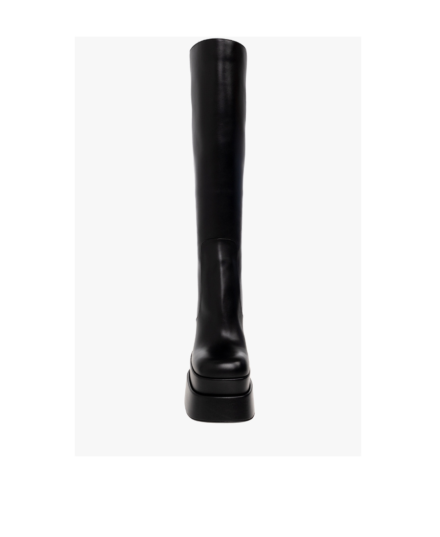 Versace Square Toe Block Heeled Boots In Black