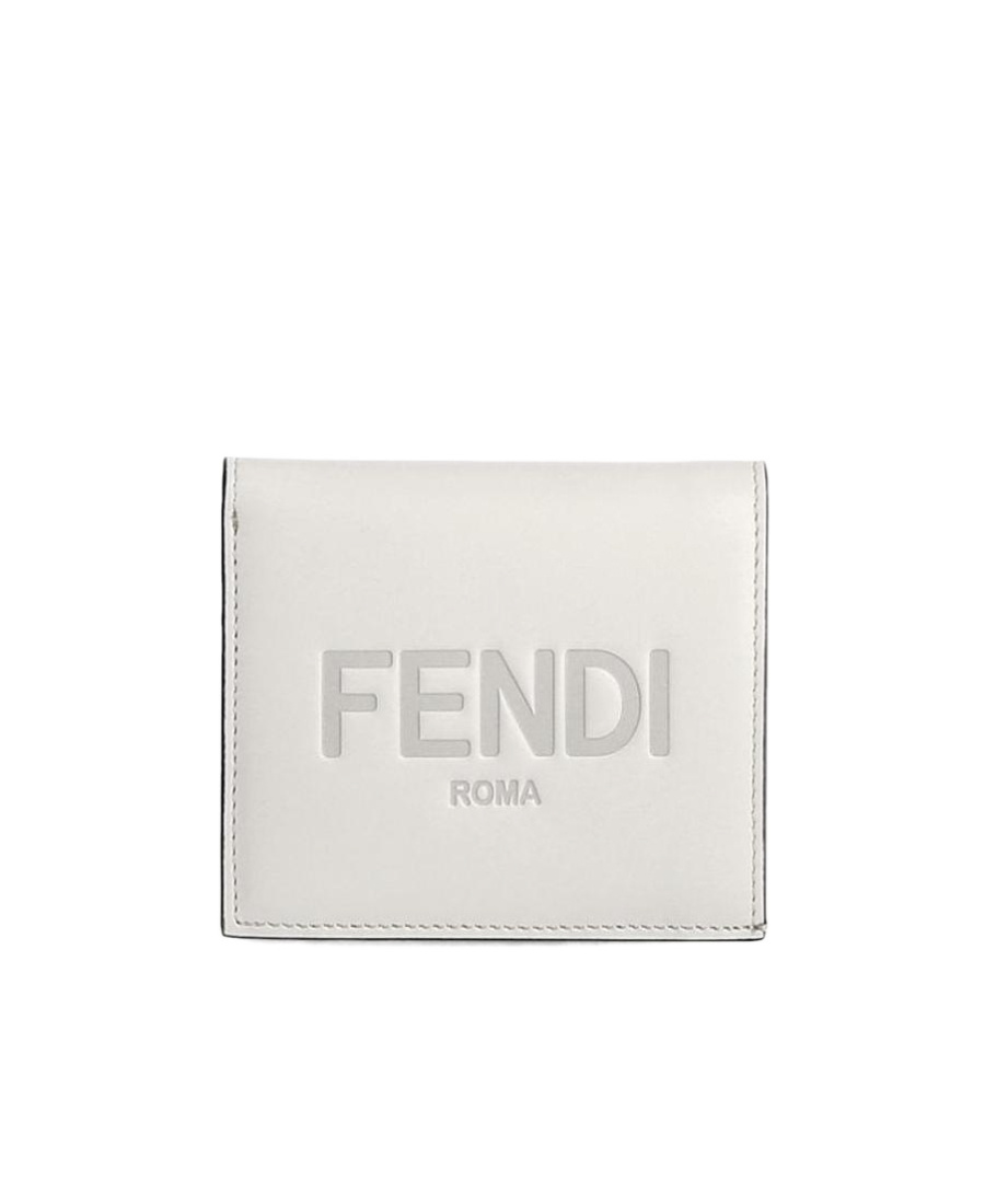 Fendi Roma Double-folded Logo Wallet In White